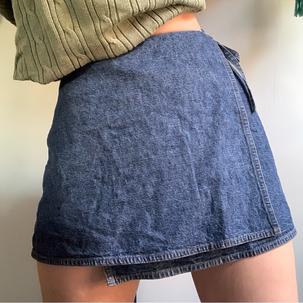 Vintage denim wrap skirt.